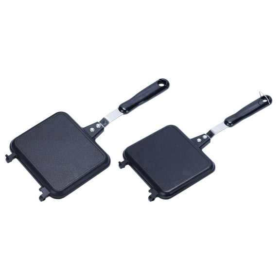 OFFIGAM Black Aluminum Alloy Double-Sided Sandwich Frying Pan and Grill Pan 26.5 cm Non-Stick Cookware for Home Kitchen