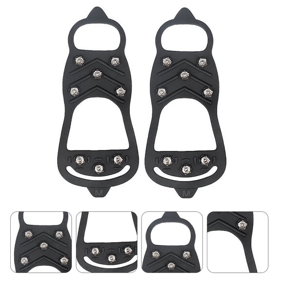 OFFIGAM Black Anti- Snow Cleats for Winter Safety, TPE & Metal, , Fits Most Shoes, Size 1 Pair