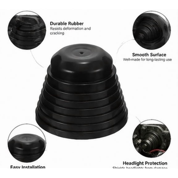 OFFIGAM Smooth Black Car Headlight Guard for Truck, Durable Rubber Material
