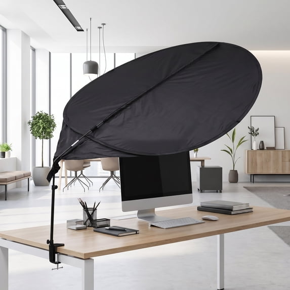 OFFIGAM Black Cubicle Desk Shade with Adjustable Coverage for Laptop ...