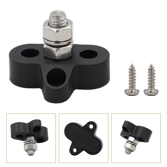 OFFIGAM Black Electrical Bus Bar Terminal Block for Home Use with Heavy Duty Cable Termination