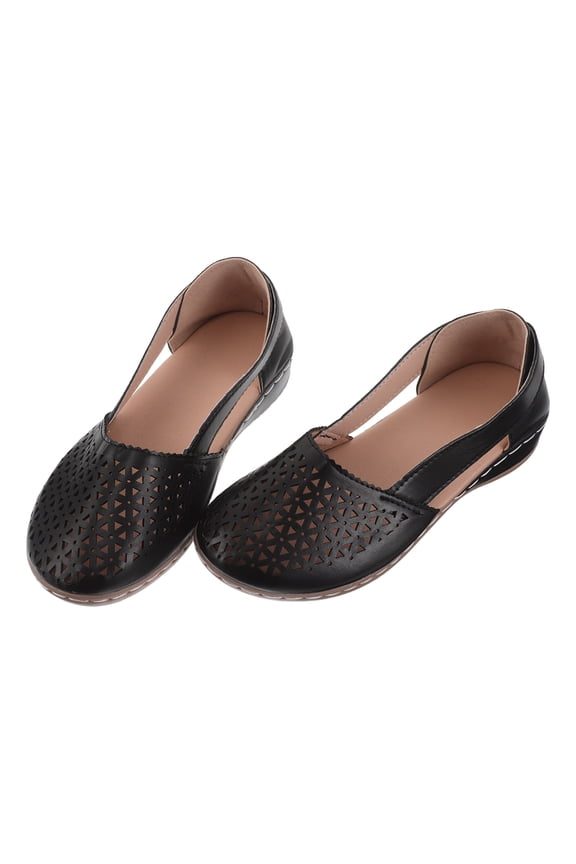 Women's Black Espadrilles Heel Shoes, Breathable Hollow Out Design, Comfortable Casual Footwear Size 36