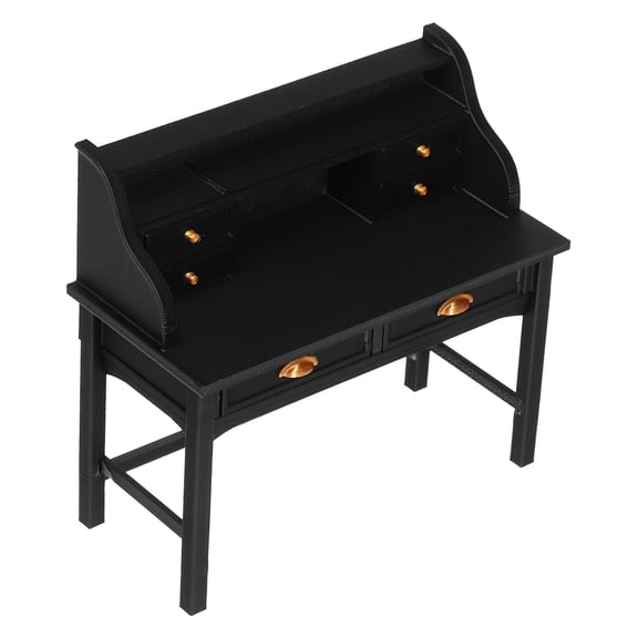 OFFIGAM Black Miniature Dollhouse Table, Realistic 1:12 Scale Detailed Furniture for Dollhouse Decoration and Collectors
