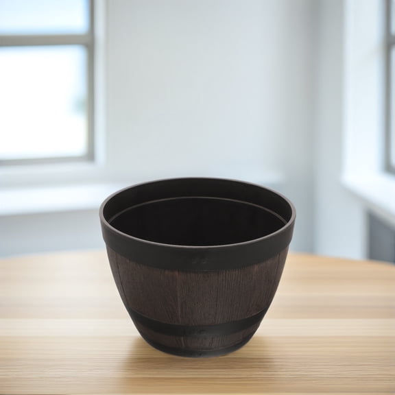 OFFIGAM Scratch Resistant Black Barrel Planter for Outdoor Vegetable and Flower Plants