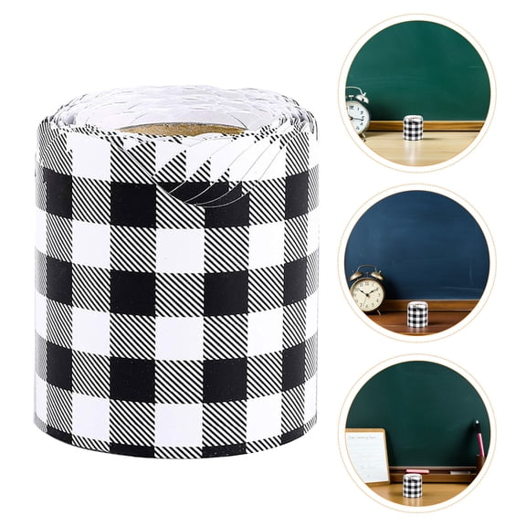 OFFIGAM Checkered Bulletin Board Border Black and White Peel and Stick Decorative Trim