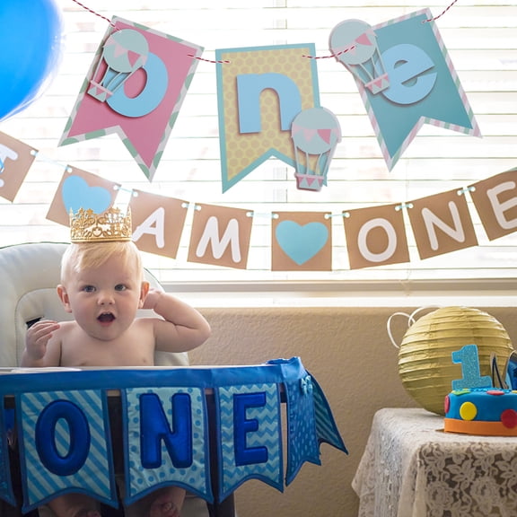 OFFIGAM Baby Photo Banner Blue Paper 1Pack Party Favor