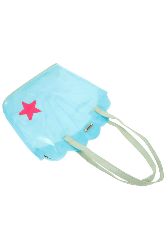Blue Transparent Seashell Tote Bag Waterproof Beach Handbag for Summer Outings