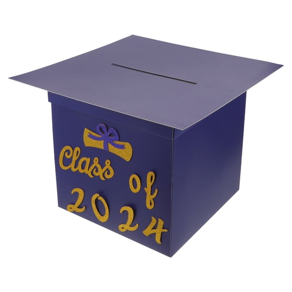 OFFIGAM Blue Graduation Message Box for Parties Graduation Card Box with Easy Use
