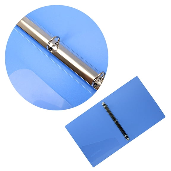 OFFIGAM Plastic File Folders Blue Three Hole Office Document Organizer with Metal Clip and Round Rings