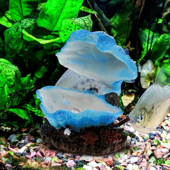 OFFIGAM Blue Resin Bubble Maker Shell Aquarium Decoration Vivid Sturdy Tank Decor