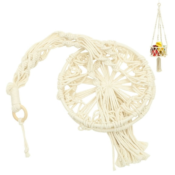 OFFIGAM Macrame Vegetable Basket Hanging Fruit Basket Beige 1 Piece