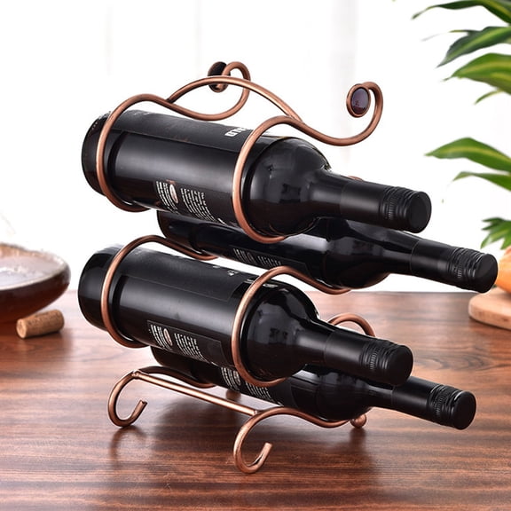 OFFIGAM Iron Wine Bottle Holder Rack for Single Bottle, Stylish Beverage Storage and Display Stand for Home or Bar