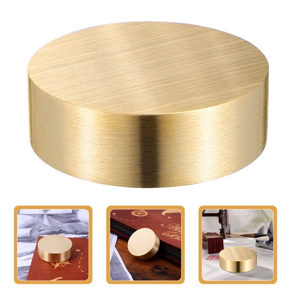 OFFIGAM Brass Round Paperweight Vintage Paper Weight for Painting Support in Study Room 1Pack