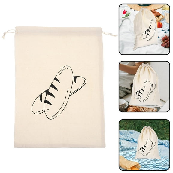 OFFIGAM Reusable Bread Storage Bag Beige Cotton-Linen Food Storage for Use