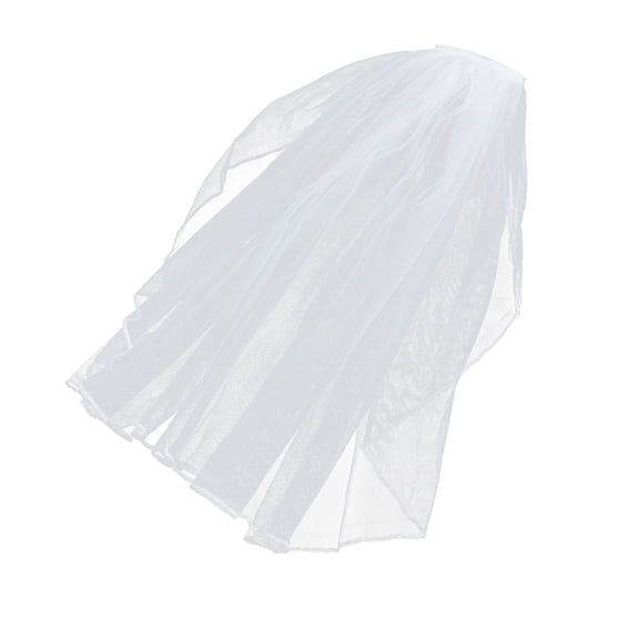 OFFIGAM Short Bridal Veil Easy to Attach for Wedding Ceremonies White