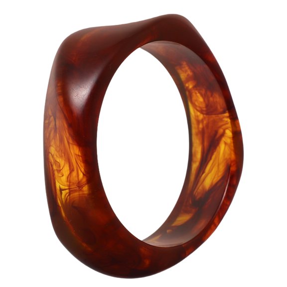 OFFIGAM Brown Resin Bangle with Smooth Surface Unique Geometric Wristband for Everyday Use
