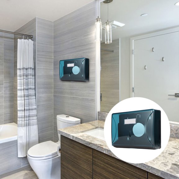 OFFIGAM Bathroom Tissue Holder Plastic Wall Dispenser with Easy Access and Storage Shelf