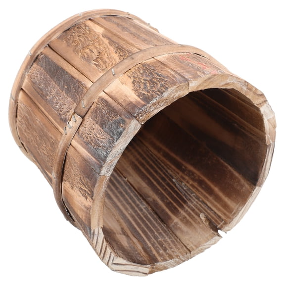 OFFIGAM Brown Wood Planter Box for Decorative Flower Arrangement Rustic Wooden Bucket for Home