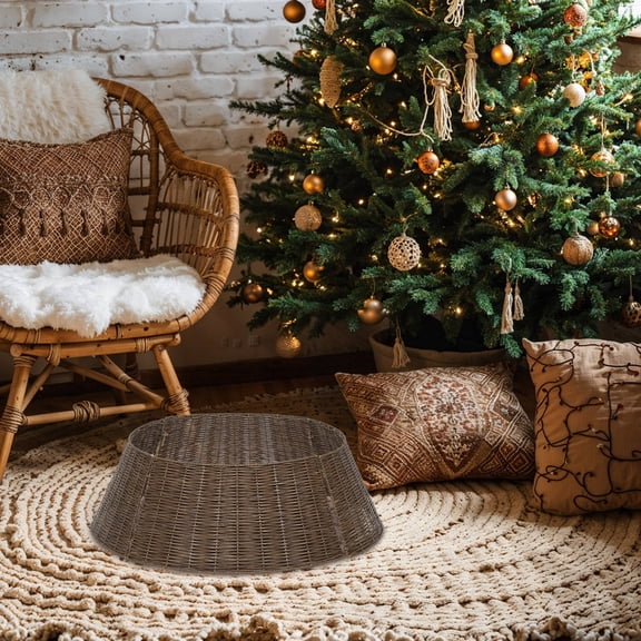 OFFIGAM Brown Farmhouse Style Christmas Tree Collar Hides Tree Stand and Wires