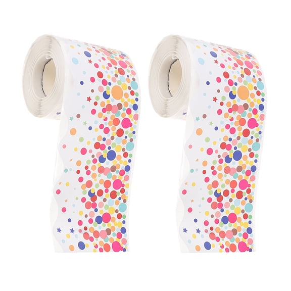 OFFIGAM Bulletin Board Border Trim White Wave Style with Dot Pattern for Festival and Classroom Decoration