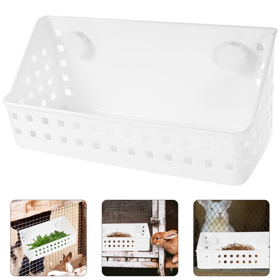 OFFIGAM Bunny Hay Feeder Rabbit Grass Feeder Large PP White 1Set