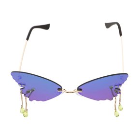 OFFIGAM Rimless Butterfly Sunglasses with Plastic Frame, Stylish Decorative Glasses for Festival, Party, and Outdoor Events