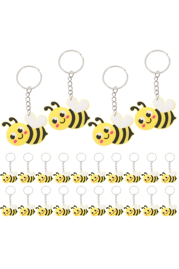 Cartoon Bee Keychain 24pcs Cute Metal Key Ring Pendant for Bags Backpack Decor 3.93 Inch