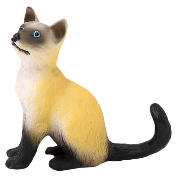 OFFIGAM Siamese Cat Model Plastic Handicraft Simulation Figurine 1 Piece Decorative Collectible