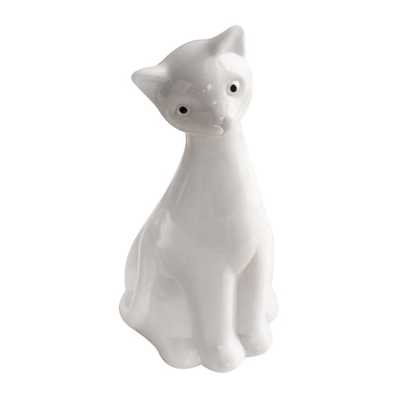 OFFIGAM Ceramic Cat Decor Figurine White Handmade Nordic Style Mantel Decor for Modern Home