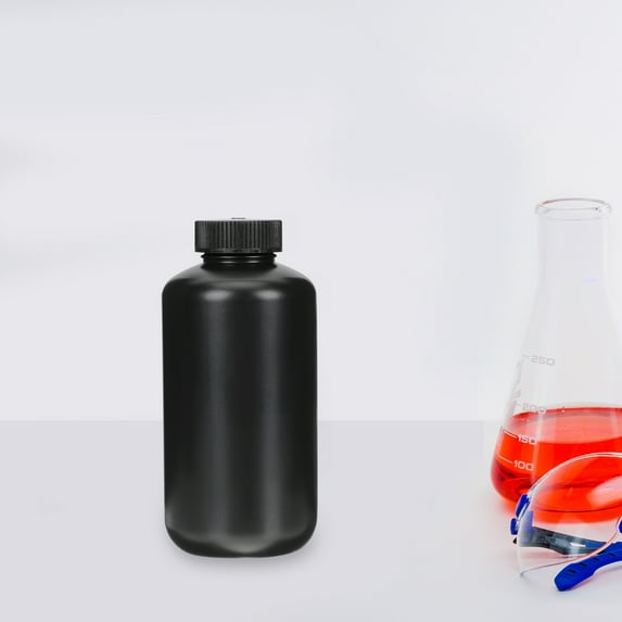 OFFIGAM Black PE Reagent Bottle 1 Pc Chemical Storage Container for Laboratory and Scientific Use
