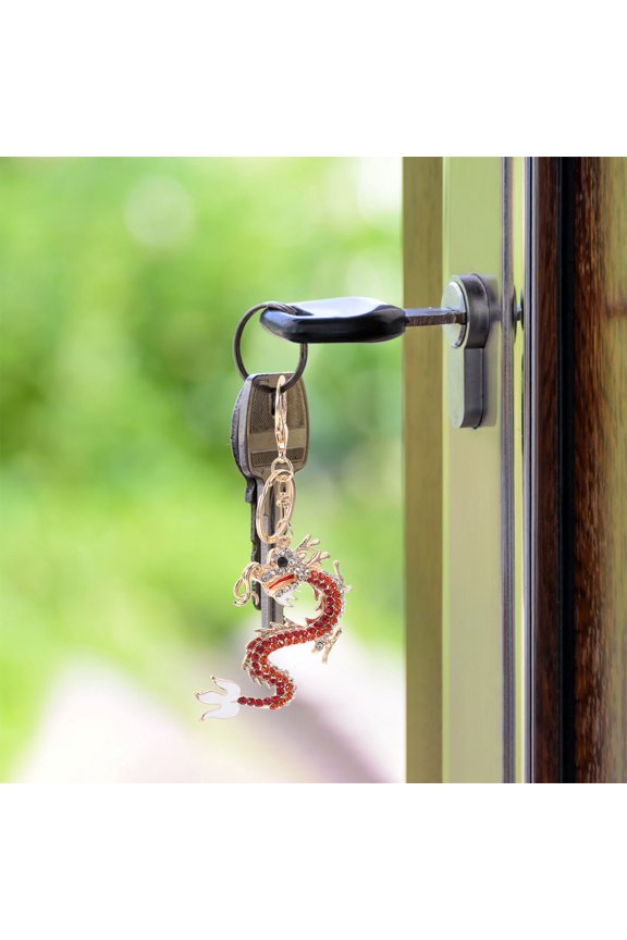 Chinese Style Keychain Decorative Keychain Red Alloy Wear Resistance 1Pcs