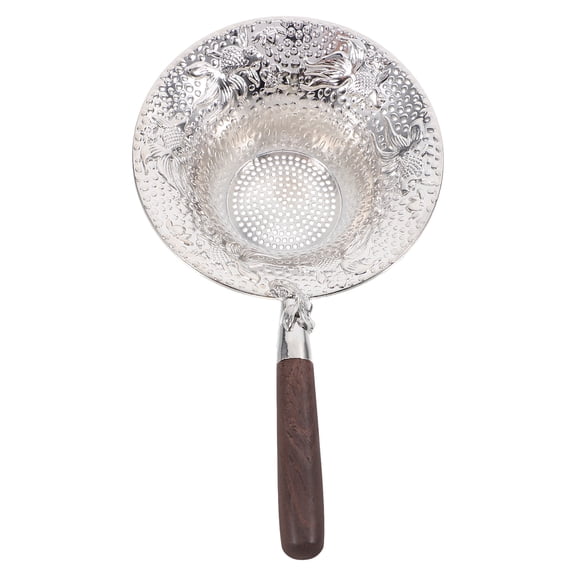 OFFIGAM Chinese Tea Strainer Tea Infuser Loose Leaf Tea Filter with Handle for Tea Coffee Cocktail Juice Sugar and Spices Silver