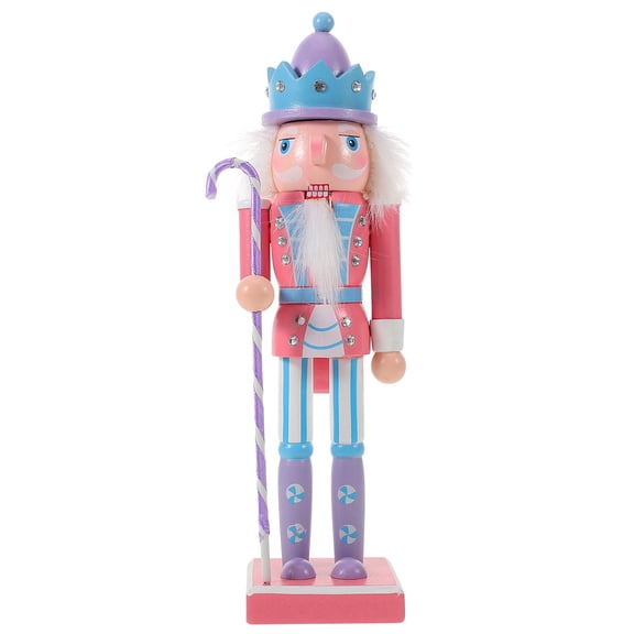 OFFIGAM Christmas Candy Nutcracker Ornament Pink Wooden Soldier .82X2.95X2.75in
