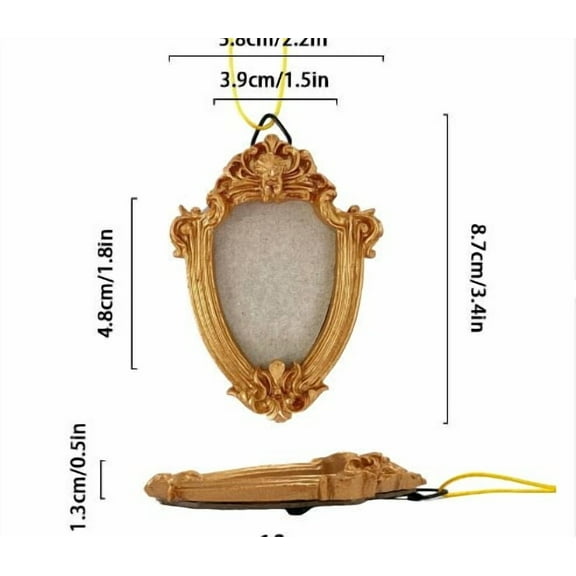 OFFIGAM Christmas Photo Frame Ornament - Mini Oval Picture Frame with Rope, Vintage Hanging Decoration for Xmas Tree, Holiday Party, Jewelry