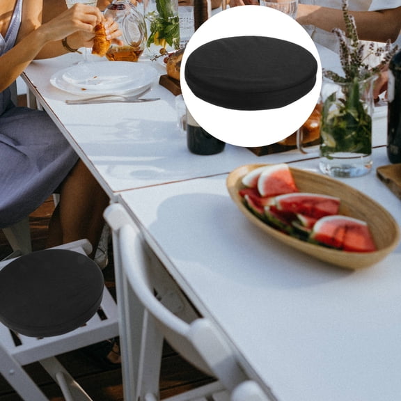 OFFIGAM Cushion Round Black Linen Soft Support for Meditation 1Pack