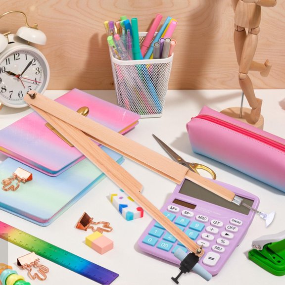 OFFIGAM Classroom Teaching Compass with Wood Body and Secure Holder for Chalk and Marker Pens