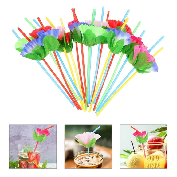 OFFIGAM 100-Pack Smoothie Straws Reusable Striped Straws for Adults and Kids, Drink Accessories