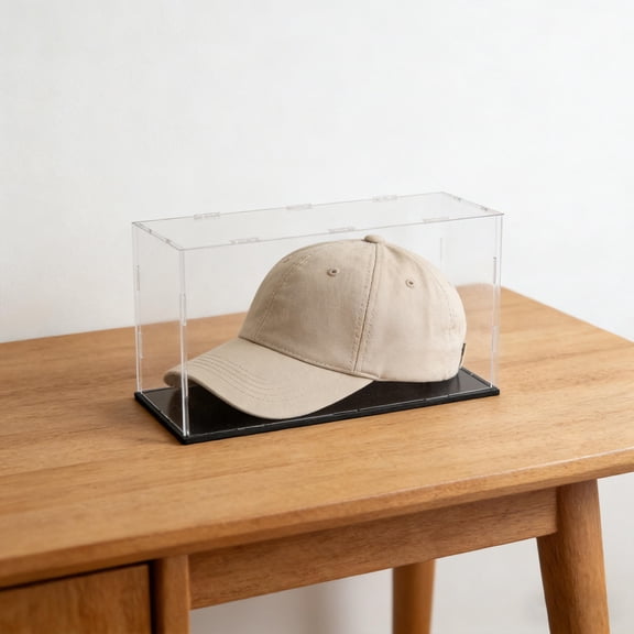 OFFIGAM Collector Signed Cap Display Case Clear Acrylic with Precise Fit and Black Base