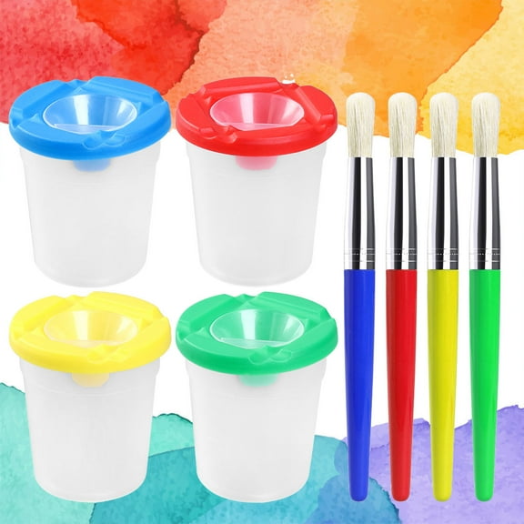 OFFIGAM Color Paint Cup Set with Brushes Easy Clean Art Supplies for Beginners and Young Artists