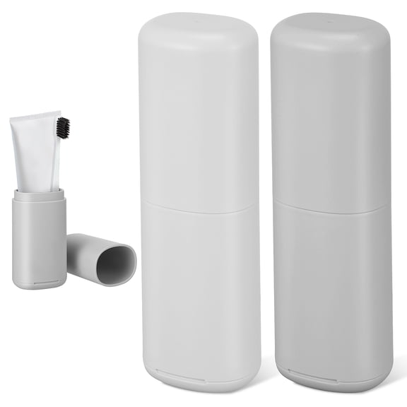 OFFIGAM 2-Pack Toothbrush Travel Case Portable White PP Material Holder with Seal for Toothbrush Storage and