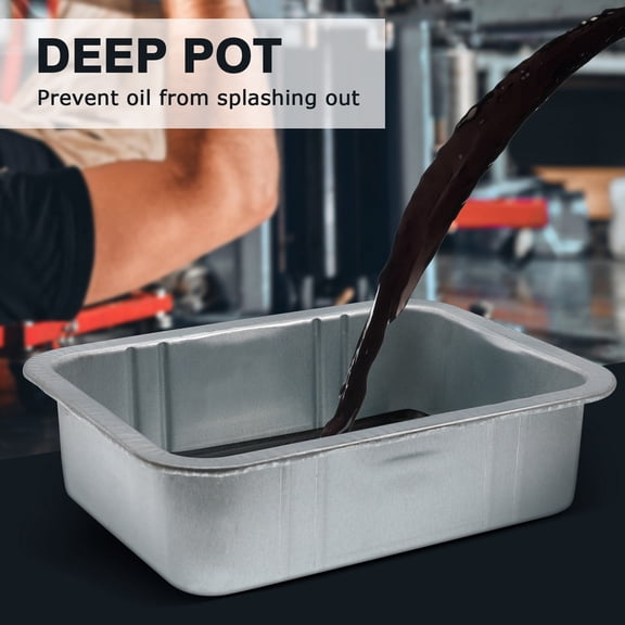 OFFIGAM Corrosion Resistant Steel Oil Drain Pan for Car Fluid Collection Plated Silver