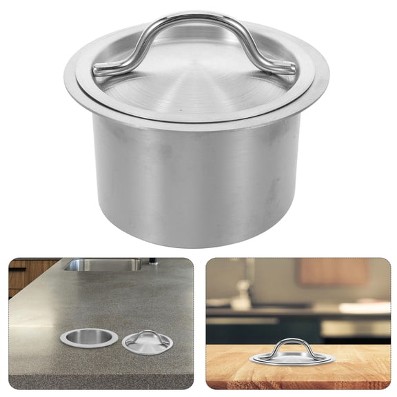 OFFIGAM Stainless Steel Trash Grommet Cover for Kitchen Countertop, and Versatile Home Use