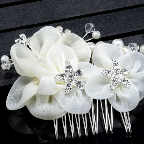 OFFIGAM Wedding Hair Flower White Hair Comb Alloy Photo Props for Bridesmaids 1Set