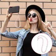 OFFIGAM Pink Crystal Decorative Phone Chain Multi-Function Wear-Resistant Lanyard for Mobile Phone
