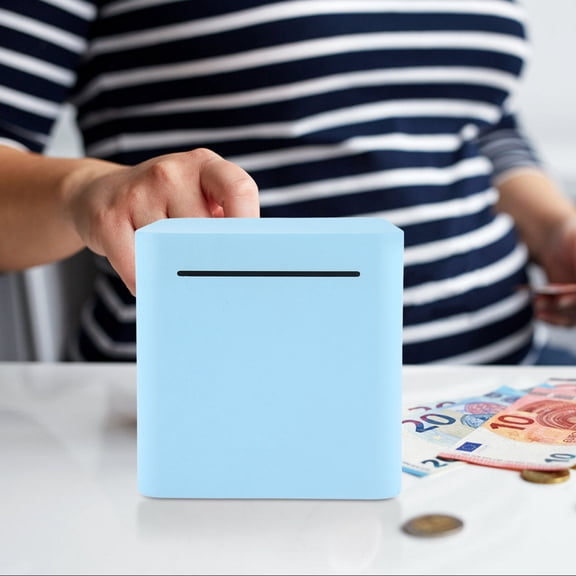 OFFIGAM Cube Shaped Stainless Steel Money Saving Bank 6x6x6in for Home Use, Bank 1 Pack