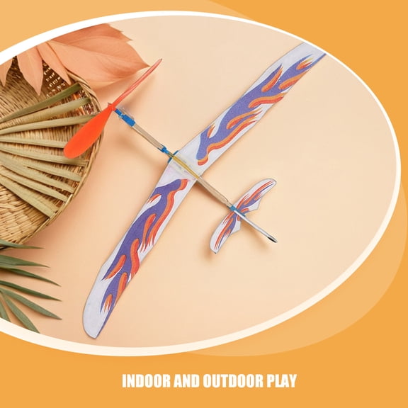 OFFIGAM Foam Glider Airplane Toy Set for Kids, 4-Pack Rubber Band Powered Flying Planes for Indoor and Outdoor