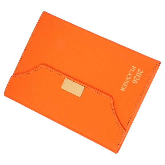 OFFIGAM Daily Schedule Planner in Orange with Monthly Reflection Sections for Office and Travel Use