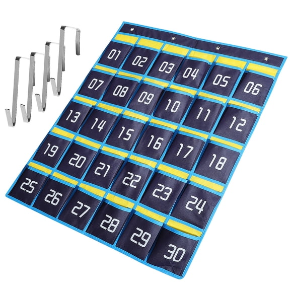 OFFIGAM Dark Calculator Holder with 30 Pockets, Non-Woven Fabric Phone Organizer for Classroom Storage and Office Use
