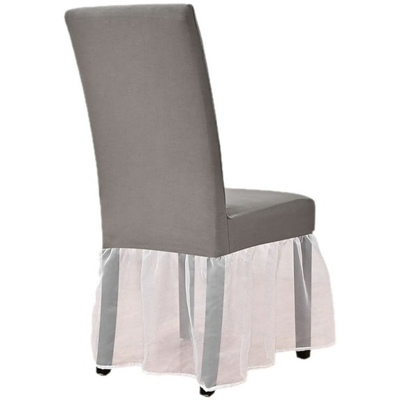 OFFIGAM Chair Cover Dark Grey Polyester Fitted Stretch Slipcover for Dining Office Home Chairs 1 Pack