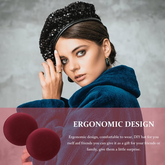 OFFIGAM Dark Red Cloth Hat DIY Fascinator Base Lightweight Headdress Making Supply for DIY 2pcs